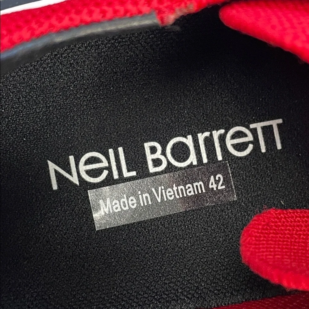 NIB Neil Barrett Thunderbolt Athletic Sneakers Low Top Lace Up Red Mens Sz 42